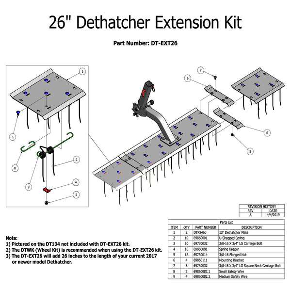 DT-EXT26 Dethatcher Extension Kit