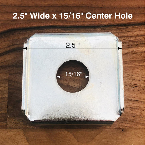 Metal bracket with dimensions labeled on a wooden background