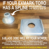 XBE 2.5" W x 15/16" CH Exmark / Toro with Spline X-Blade Dual Mulching Blade Adapter (3 pk)